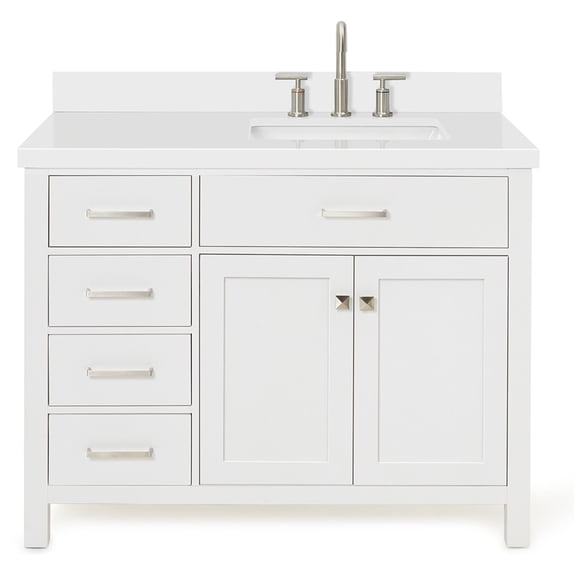 Ariel H043srwqrvo Bristol 43" Free Standing Single Rectangular Basin Vanity Set - White