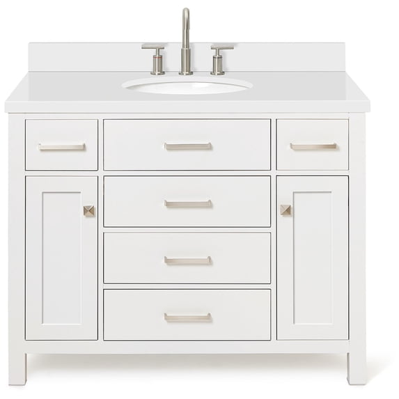 Ariel H043SWQOVOWHT Bristol 43" Free Standing Single Oval Basin Vanity Set - White