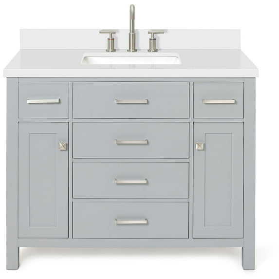 Ariel H043SWQRVOGRY Bristol 43" Free Standing Single Rectangular Basin Vanity Set - Grey
