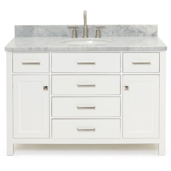 Ariel H049scw2ovo Bristol 49" Free Standing Single Oval Basin Vanity Set - White