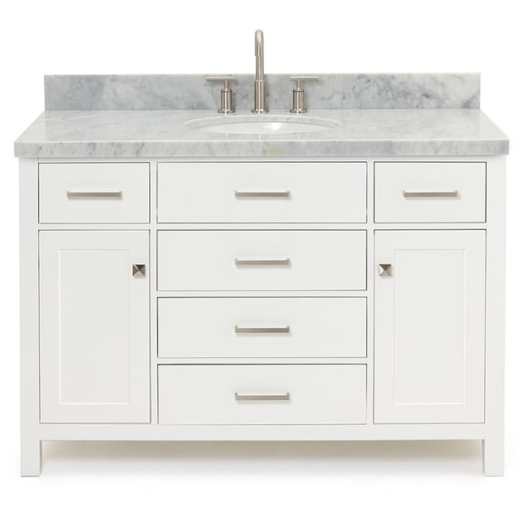 Ariel H049SCWOVOWHT Bristol 49" Free Standing Single Oval Basin Vanity Set - White