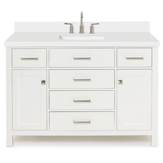 Ariel H049SWQRVOWHT Bristol 49" Free Standing Single Rectangular Basin Vanity Set - White