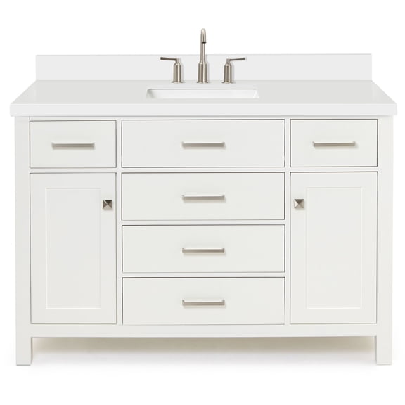 Ariel H049SWQRVOWHT Bristol 49" Free Standing Single Rectangular Basin Vanity Set - White