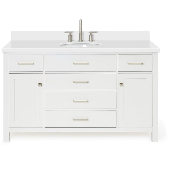 Ariel H055swqovo Bristol 55" Free Standing Single Oval Basin Vanity Set - White