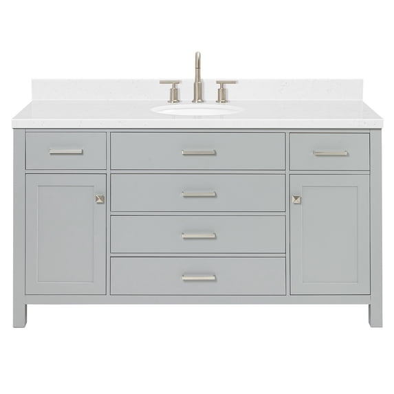 Ariel H060SCQOVOGRY Bristol 60" Free Standing Single Basin Vanity Set - Grey