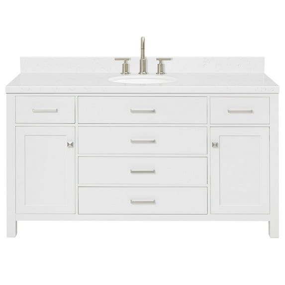 Ariel H060scqovo Bristol 60" Free Standing Single Basin Vanity Set - White