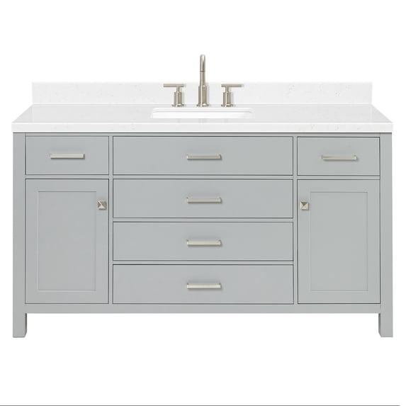 Ariel H060SCQRVOGRY Bristol 60" Free Standing Single Basin Vanity Set - Grey