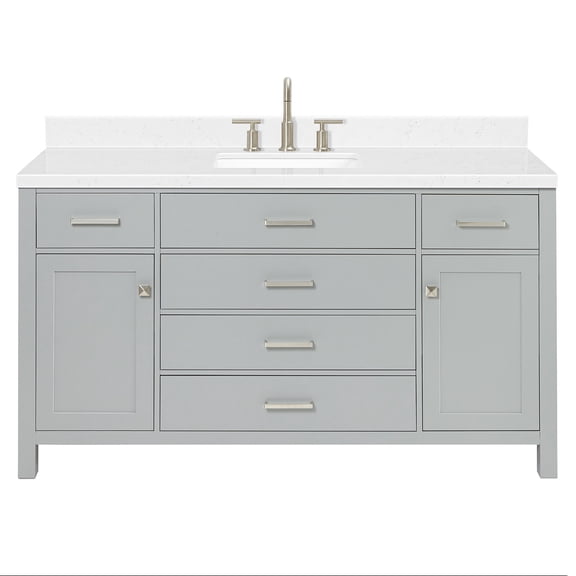 Ariel H060SCQRVOGRY Bristol 60" Free Standing Single Basin Vanity Set - Grey