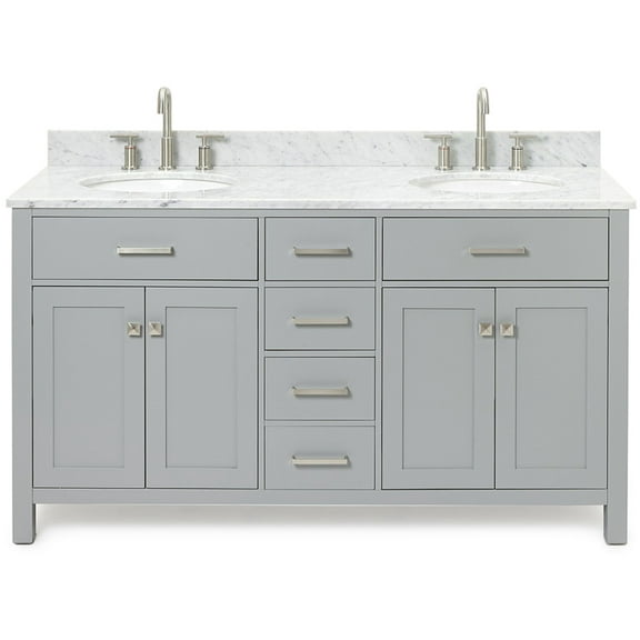 Ariel H061dcw2ovo Bristol 61" Free Standing Double Oval Basin Vanity Set - Grey