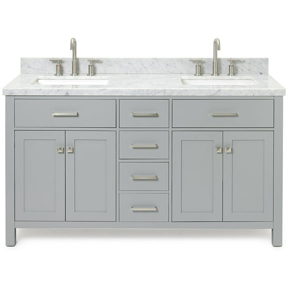 Ariel H061dcwrvo Bristol 61" Free Standing Double Rectangular Basin Vanity Set - Grey