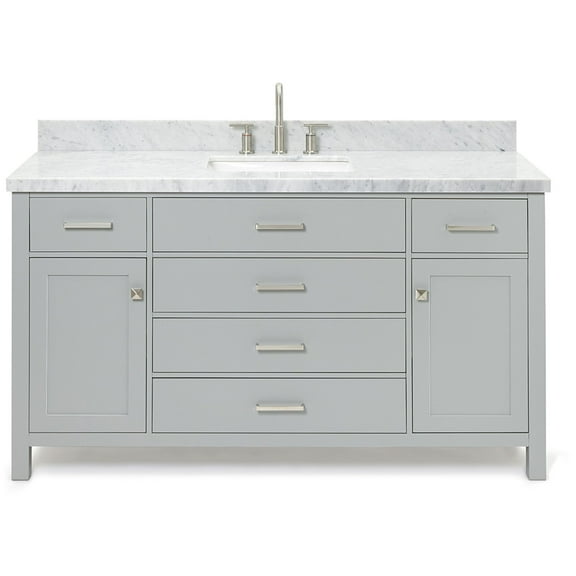 Ariel H061scwrvo Bristol 61" Free Standing Single Rectangular Basin Vanity Set - Grey