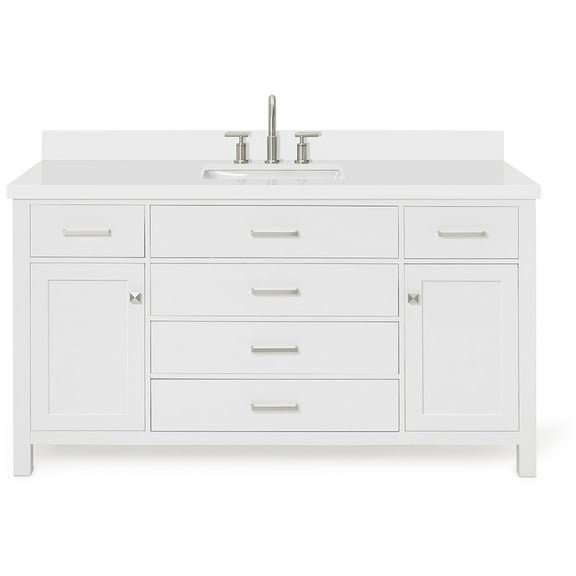 Ariel H061swqrvo Bristol 61" Free Standing Single Rectangular Basin Vanity Set - White