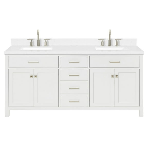 Ariel H072dcqrvo Bristol 72" Free Standing Double Basin Vanity Set - White