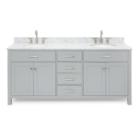 Ariel H073dcw2ovo Bristol 73" Free Standing Double Oval Basin Vanity Set - Grey