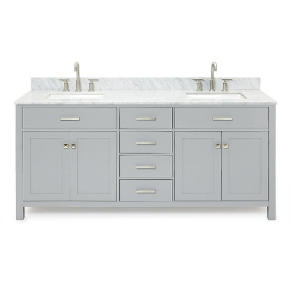 Ariel H073dcw2rvo Bristol 73" Free Standing Double Rectangular Basin Vanity Set - Grey