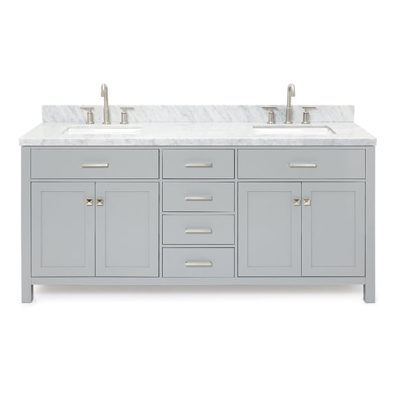 Ariel H073dcwrvo Bristol 73" Free Standing Double Rectangular Basin Vanity Set - Grey