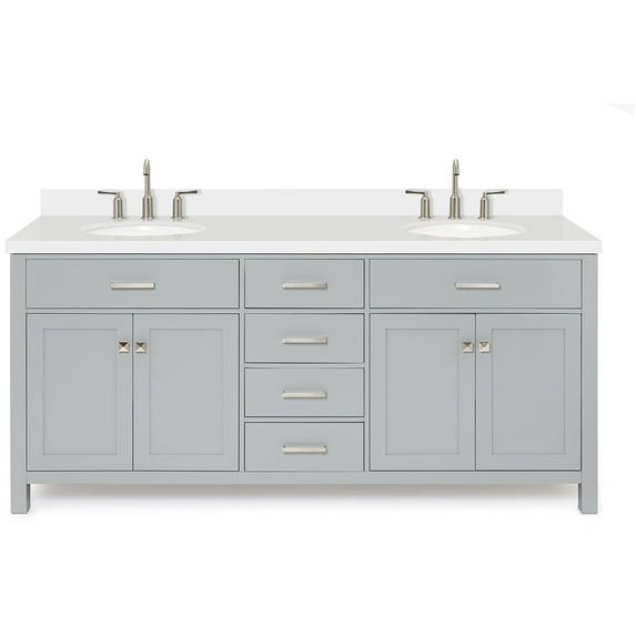 Ariel H073dwqovo Bristol 73" Free Standing Double Oval Basin Vanity Set - Grey