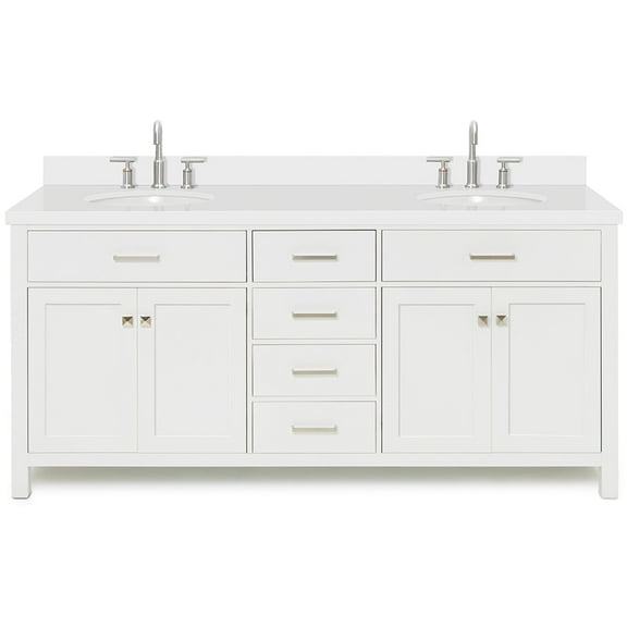 Ariel H073dwqovo Bristol 73" Free Standing Double Oval Basin Vanity Set - White
