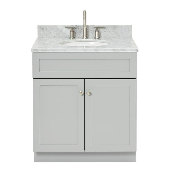 Ariel Hamlet 31 In. Oval Sink Vanity With 0.75 In. Carrara White Countertop In Grey