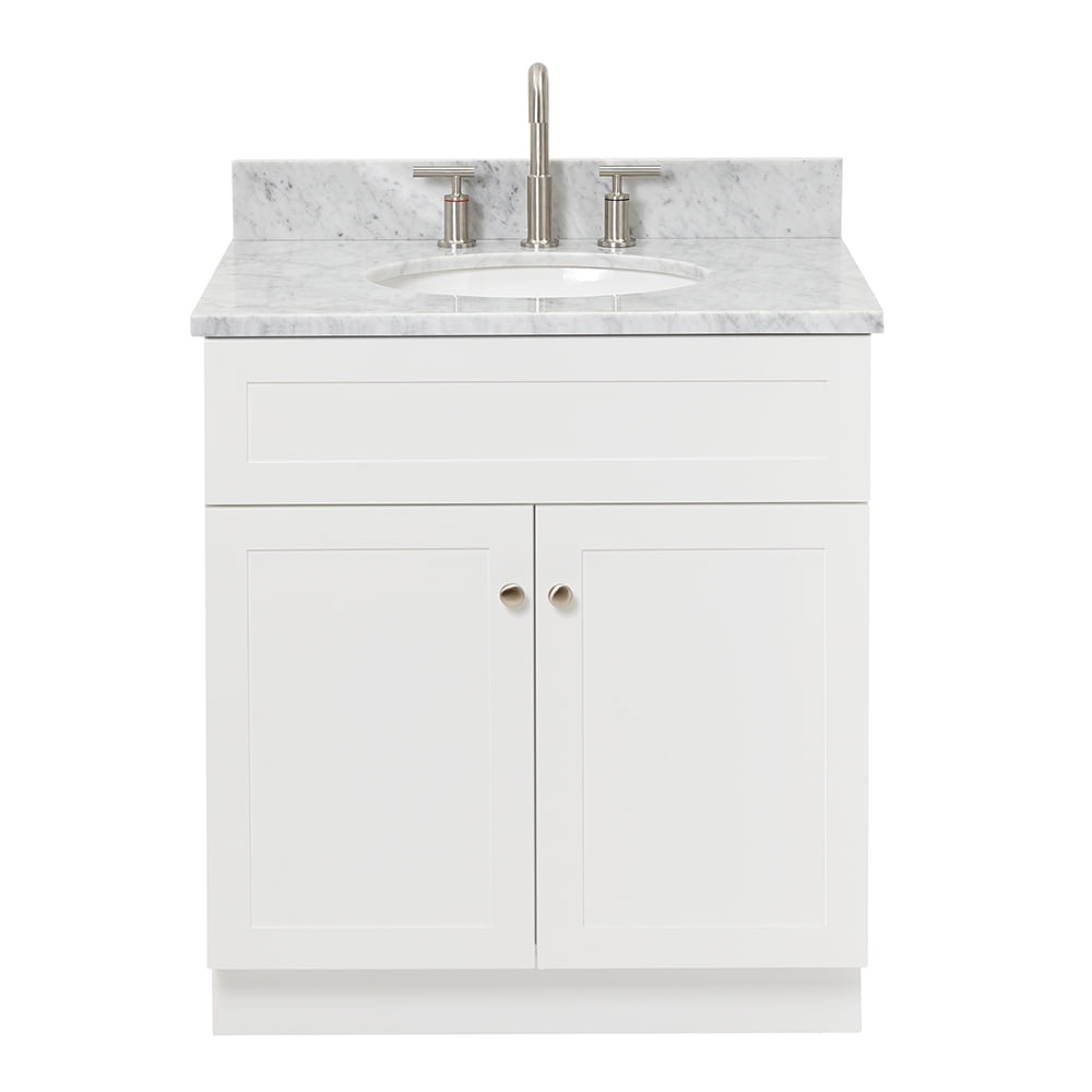 Hamlet 31" White Wood Vanity with Carrara Marble Top