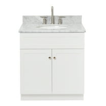 Ariel Hamlet 31 In. Oval Sink Vanity With 0.75 In. Carrara White Countertop In White