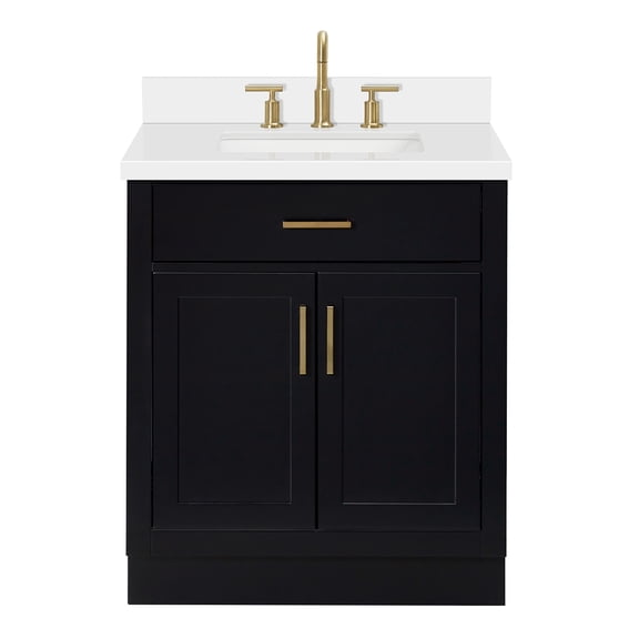 Ariel Hepburn 31 In. Rectangle Sink Vanity With White Quartz Countertop 1.5" Edge In Black
