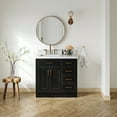thumbnail image 1 of Ariel Hepburn 36 In. Left Offset Rectangle Sink Bathroom Vanity With Carrara White Quartz Countertop 1.5 Edge In Black, 1 of 9