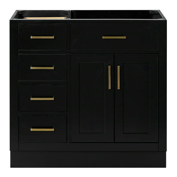 Ariel Hepburn 36 In. Right Offset Single Sink Base Cabinet In Black