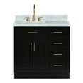 thumbnail image 1 of Ariel Hepburn 37 In. Left Offset Rectangle Sink Vanity With 1.5 In. Carrara White Countertop In Black, 1 of 6