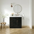 thumbnail image 1 of Ariel Hepburn 37 In. Right Offset Oval Sink Vanity With White Quartz Countertop In Black, 1 of 9