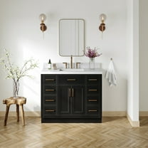 Ariel Hepburn 42 In. Rectangle Sink Bathroom Vanity With Carrara White Quartz Countertop 1.5 Edge In Black