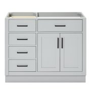 Ariel Hepburn 42 In. Right Offset Single Sink Base Cabinet In Grey