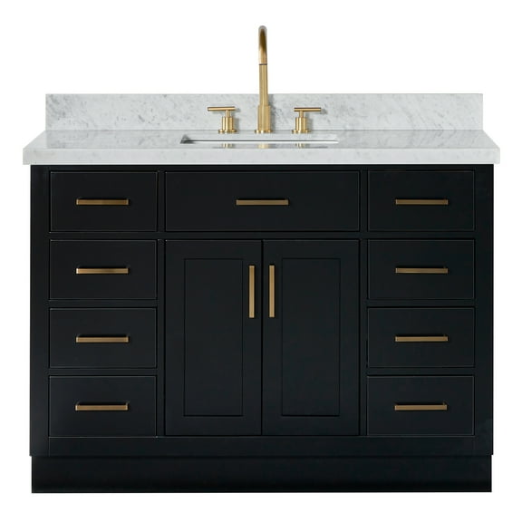 Ariel Hepburn 49 In. Rectangle Sink Vanity With 1.5 In. Carrara White Countertop In Black