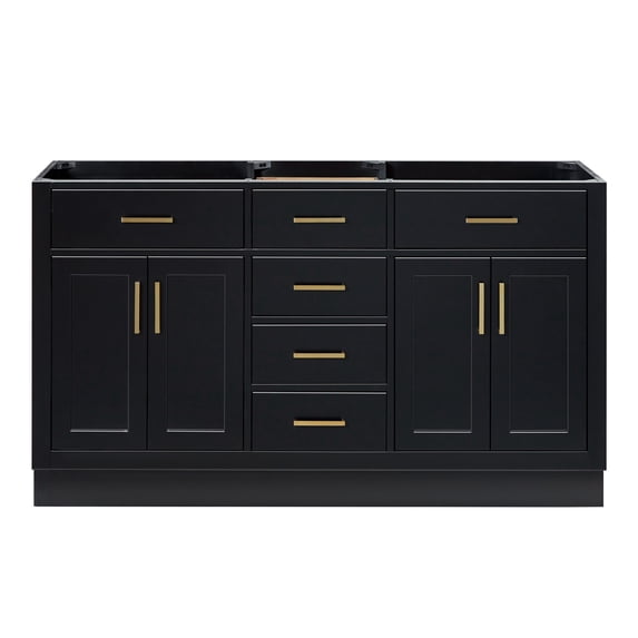 Ariel Hepburn 60 In. Double Sink Base Cabinet In Black