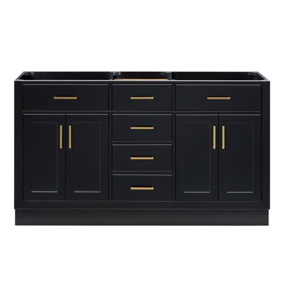 Ariel Hepburn 60 In. Double Sink Base Cabinet In Black