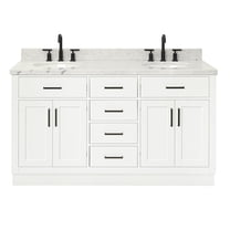 Ariel Hepburn 61 In. Double Rectangle Sink Vanity With 1.5 In. Carrara ...