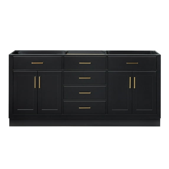 Ariel Hepburn 72 In. Double Sink Base Cabinet In Black