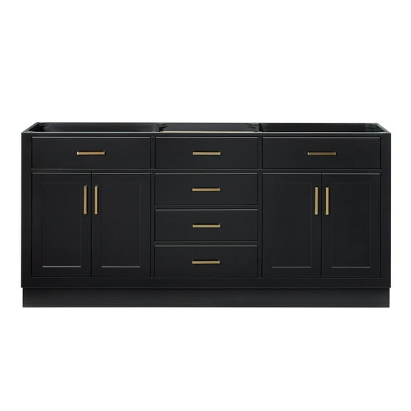 Ariel Hepburn 72 In. Double Sink Base Cabinet In Black