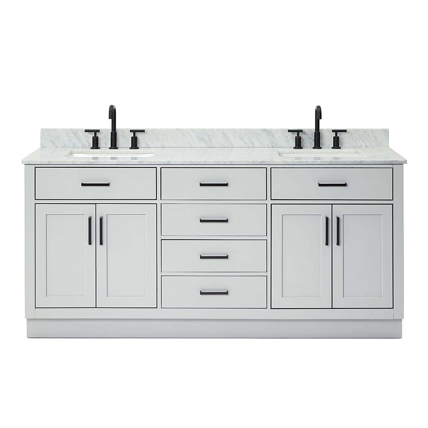 Ariel Hepburn 73 In. Double Rectangle Sink Vanity With Carrara White ...
