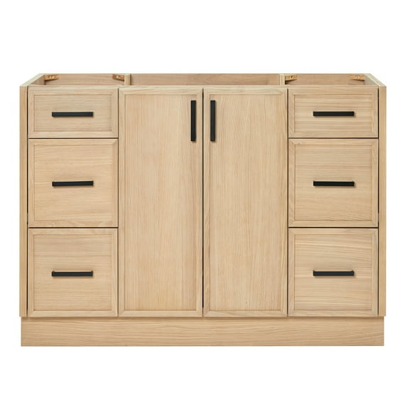 Ariel Kelly 48 Inch Single Sink Base Cabinet In White Oak