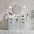 thumbnail image 1 of Ariel Kelly 48 Inch Single Oval Sink Bathroom Vanity With Carrara White Quartz Countertop 1.5 Inch Edge In Grey, 1 of 12