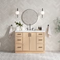 thumbnail image 1 of Ariel Kelly 48 Inch Single Rectangle Sink Bathroom Vanity With Carrara White Quartz Countertop 1.5 Inch Edge In White Oak, 1 of 12