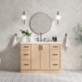 thumbnail image 1 of Ariel Kelly 49 Inch Single Rectangle Sink Bathroom Vanity With Pure White Quartz Countertop 1.5 Inch Edge In White Oak, 1 of 12