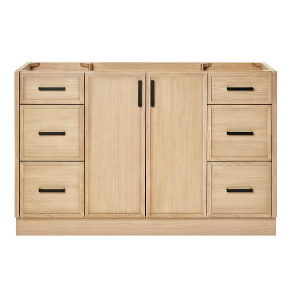 Ariel Kelly 54 Inch Single Sink Base Cabinet In White Oak