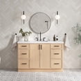 thumbnail image 1 of Ariel Kelly 55 Inch Single Rectangle Sink Bathroom Vanity With Pure White Quartz Countertop 1.5 Inch Edge In White Oak, 1 of 12