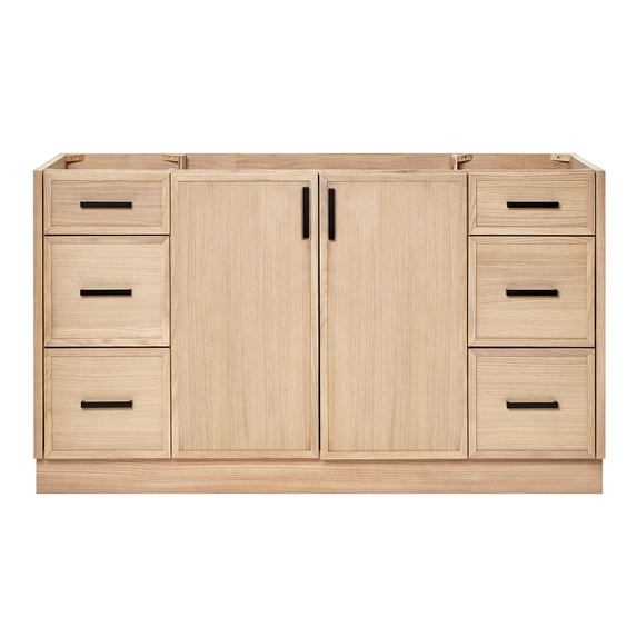 Ariel Kelly 60 Inch Single Sink Base Cabinet In White Oak
