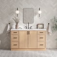 thumbnail image 1 of Ariel Kelly 60 Inch Single Oval Sink Bathroom Vanity With Carrara White Quartz Countertop 1.5 Inch Edge In White Oak, 1 of 12