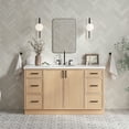 thumbnail image 1 of Ariel Kelly 61 Inch Single Oval Sink Bathroom Vanity With Pure White Quartz Countertop 1.5 Inch Edge In White Oak, 1 of 12