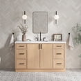 thumbnail image 1 of Ariel Kelly 61 Inch Single Rectangle Sink Bathroom Vanity With Pure White Quartz Countertop 1.5 Inch Edge In White Oak, 1 of 12