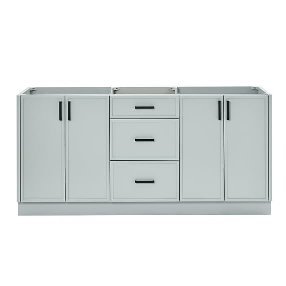 Ariel Kelly 72 Inch Double Sink Base Cabinet In Grey